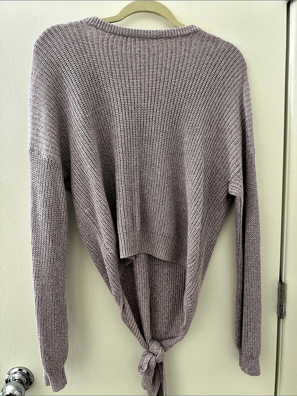Hollister Tie-Front Knit Sweater in Purple Size Medium